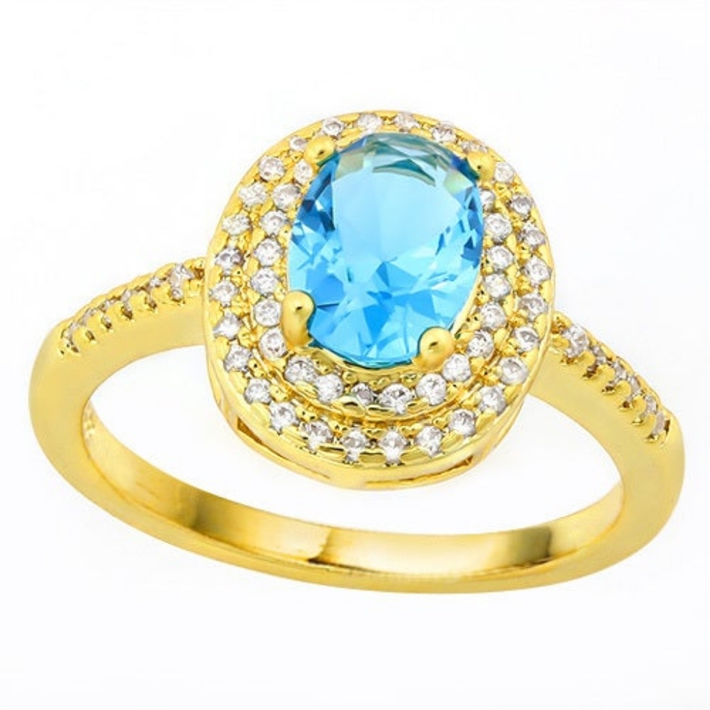 18k 💫GP 2.05 ctw Blue Topaz/White Sapphire Ring